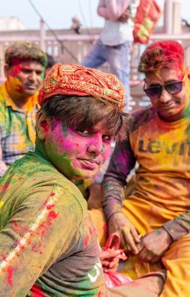 Barsana Uttar Pradesh India March 2020 People Devotees Participating Famous — Stock Photo, Image