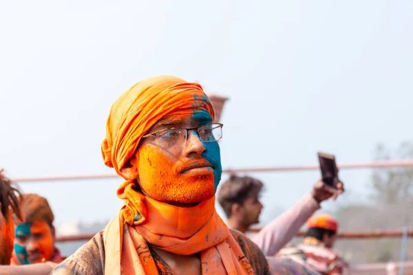 Barsana Uttar Pradesh India Marzec 2020 Ludzie Wielbiciele Uczestniczący Słynnym — Zdjęcie stockowe