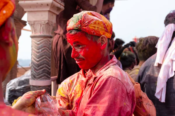 Barsana Uttar Pradesh India Mart 2020 Nsanlar Radharani Tapınağındaki Geleneksel — Stok fotoğraf