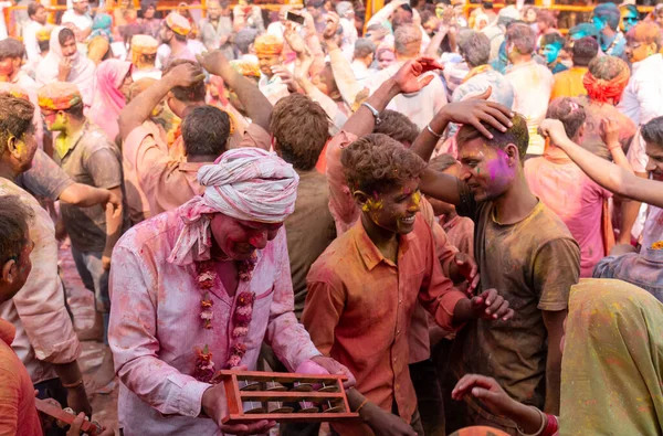 Barsana Uttar Pradesh India Mart 2020 Nsanlar Radharani Tapınağındaki Geleneksel — Stok fotoğraf