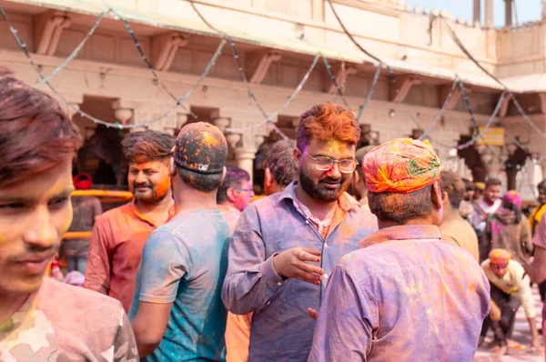 Barsana Uttar Pradesh India March 2020 People Devotees Participating Famous — Stock Photo, Image