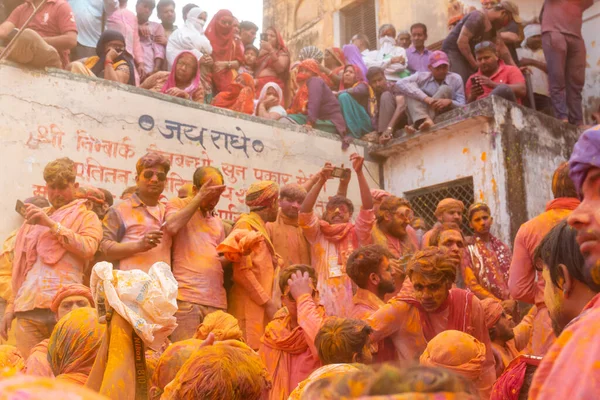 Барсана Уттар Прадеш Индия Март 2020 Люди Индии Участвуют Знаменитом — стоковое фото