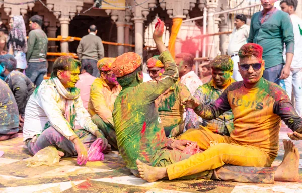 Barsana Uttar Pradesh India March 2020 Люди Віддані Беруть Участь — стокове фото