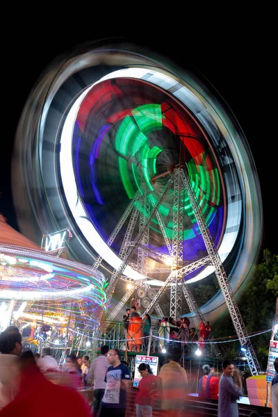 Ferris Wheel Osvětlené Výročním Veletrhu Dussehra Indii — Stock fotografie