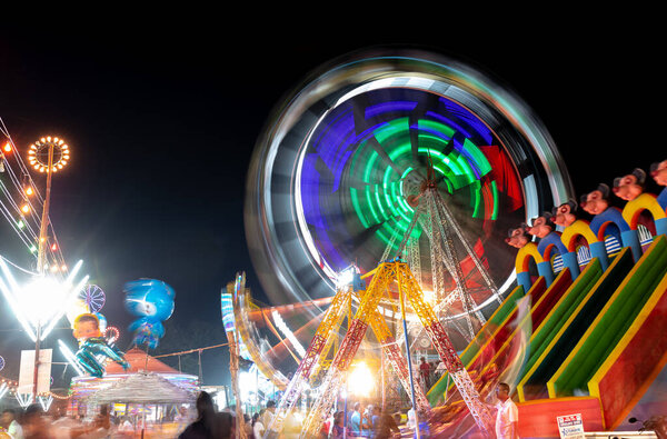  Ferris Wheel Illuminated in annual dussehra fair in India