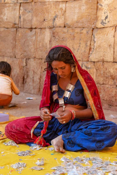 Jaisalmer Rajasthan India November 2018 Portrait Indian Woman Ethnic Dress — Stock Photo, Image