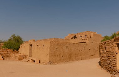 JAISALMER, RAJASTHAN / INDIA - Kasım 2018: Kuldhara Köyü, çöldeki gizemli Kuldhara yerleşiminin kalıntıları