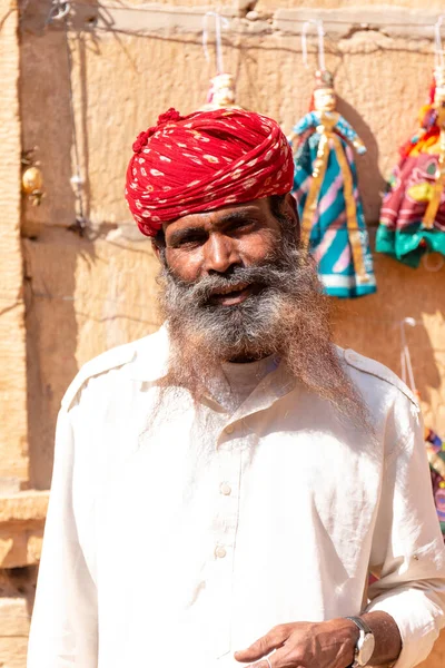 Jaisalmer Rajasthan India Νοεμβριοσ 2018 Πορτρέτο Του Ανθρώπου Χειροποίητο Πολύχρωμο — Φωτογραφία Αρχείου