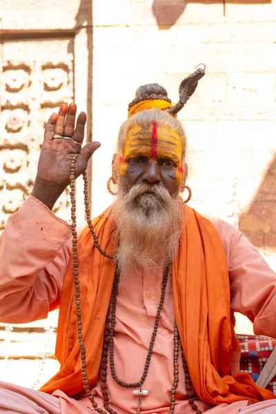 Jaisalmer Rajasthan India November 2018 Portrait Indian Sadhu Baba Monk — 图库照片