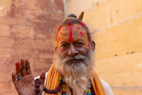 Jaisalmer Rajasthan Indien November 2018 Porträt Des Indischen Sadhu Baba — Stockfoto