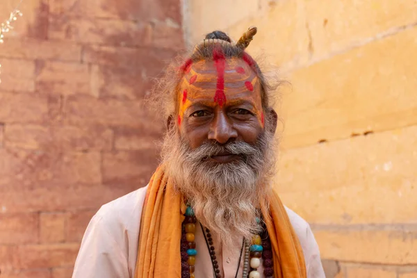 Jaisalmer Rajastán India Noviembre 2018 Retrato Sadhu Baba Indio Monje —  Fotos de Stock