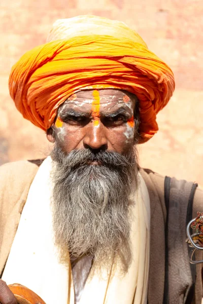 Jaisalmer Rajasthan India November 2018 Portrait Indian Sadhu Baba Monk — 图库照片