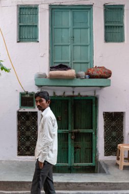 Eski Delhi, Hindistan 'daki Chandni chowk pazarındaki sokak satıcılarının portresi.