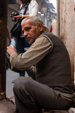 Yaşlı adamın portresi Eski Delhi, Hindistan, Kasım 2019