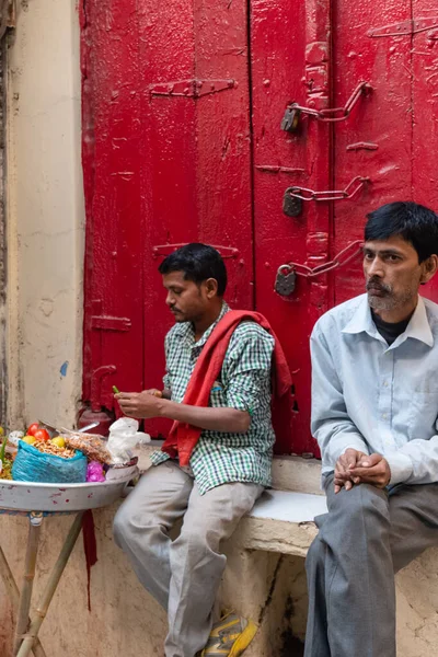 Portrait Street Vendor Shopkeepers Chandni Chowk Market Old Delhi India — Stock Photo, Image