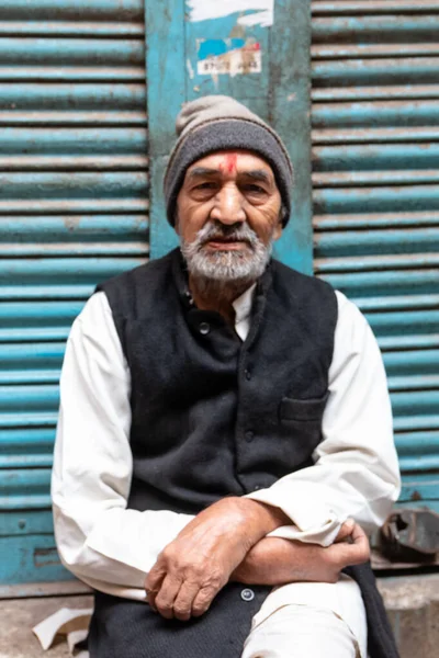Portret Staruszka Starym Delhi Indie Listopad 2019 — Zdjęcie stockowe