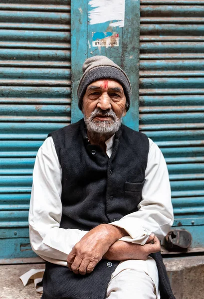 Retrato Del Anciano Old Delhi India Noviembre 2019 — Foto de Stock