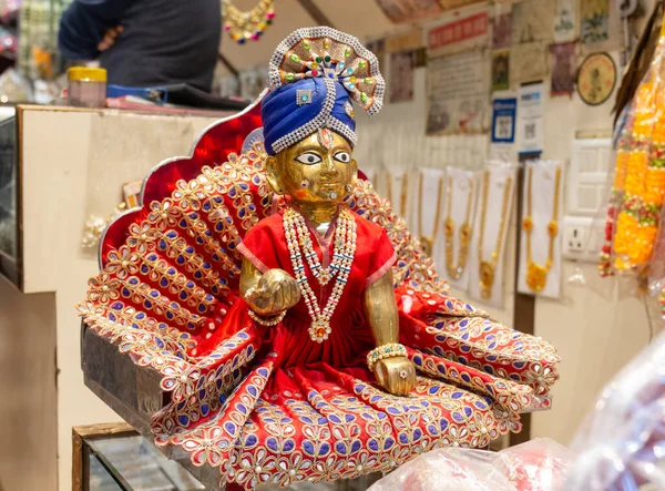 Lord Krishna Idol Made Brass Display Shop Delhi India — Stock Photo, Image