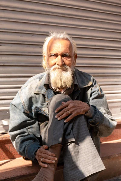 Портрет Старика Старом Дели Индия Ноябрь 2019 — стоковое фото