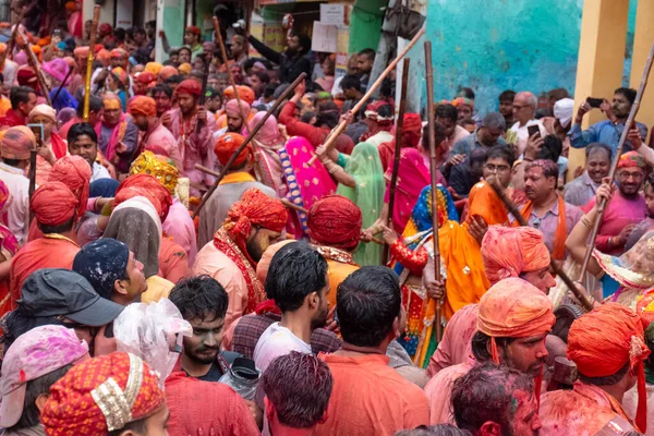 Barsana Uttar Pradesh India March 2020 People Celebrate Traditional Ritual — 图库照片