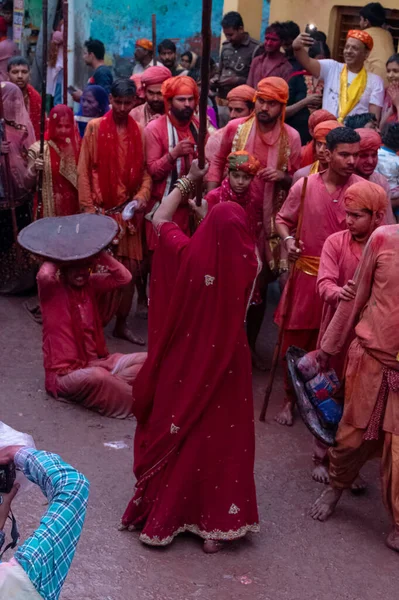 Barsana Uttar Pradesh Indien März 2020 Die Menschen Feiern Das — Stockfoto