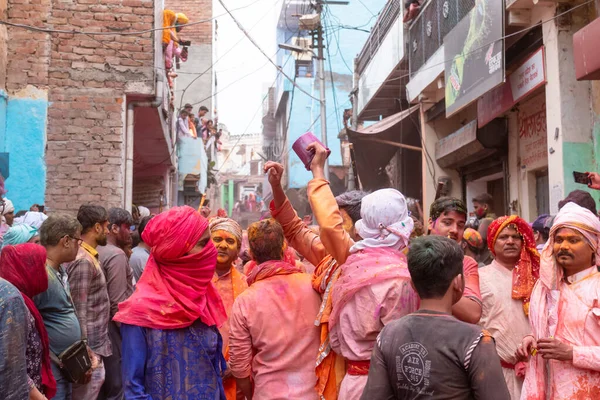 Barsana Uttar Pradesh India Marzo 2020 Gente Celebra Tradicional Colorido —  Fotos de Stock