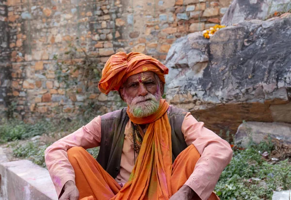 Barsana Uttar Pradesh Índia Março 2020 Indianos Participando Celebração Festival — Fotografia de Stock