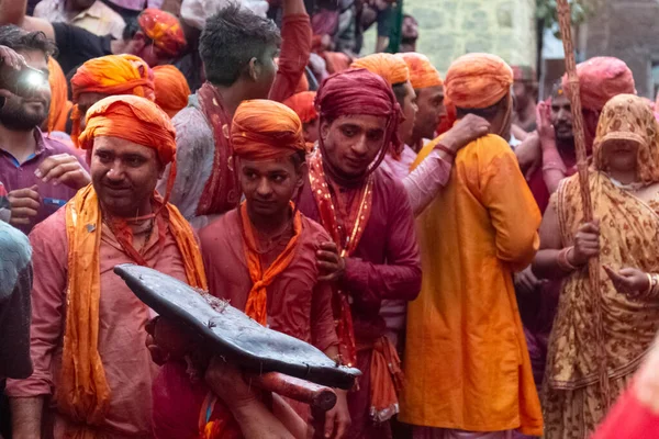 Barsana Uttar Pradesh India March 2020 People Celebrate Traditional Ritual — 图库照片
