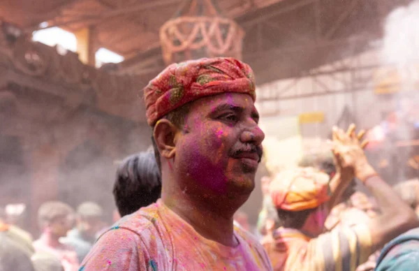 Barsana Uttar Pradesh Índia Março 2020 Indianos Participando Celebração Festival — Fotografia de Stock