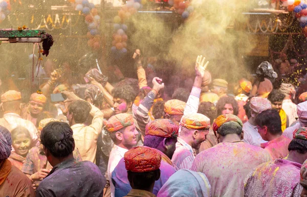 Barsana Uttar Pradesh Índia Março 2020 Indianos Participando Celebração Festival — Fotografia de Stock