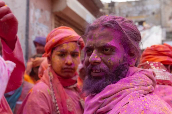 Барсана Уттар Прадеш Индия Март 2020 Люди Празднуют Традиционный Ритуальный — стоковое фото