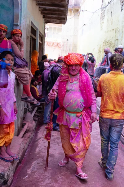 Барсана Уттар Прадеш Индия Март 2020 Люди Празднуют Традиционный Ритуальный — стоковое фото