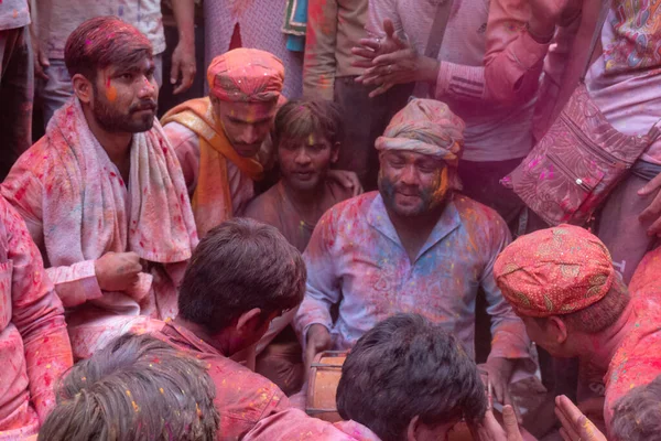 Barsana Uttar Pradesh India Marzo 2020 Gente Celebra Tradicional Colorido —  Fotos de Stock