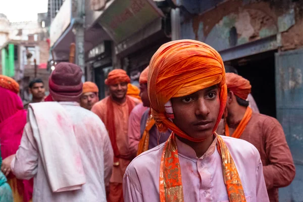 Barsana Uttar Pradesh India Maart 2020 Mensen Vieren Traditionele Een — Stockfoto