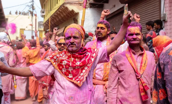 Barsana Uttar Pradesh India Mars 2020 Människor Firar Det Traditionella — Stockfoto