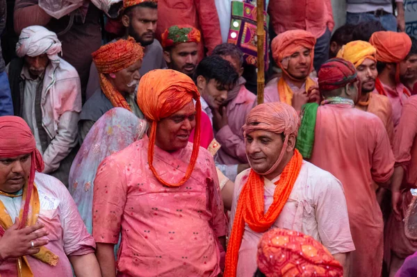 Barsana Uttar Pradesh India Mars 2020 Människor Firar Det Traditionella — Stockfoto