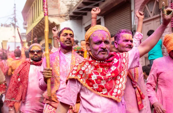 Barsana Uttar Pradesh Indien März 2020 Die Menschen Feiern Das — Stockfoto