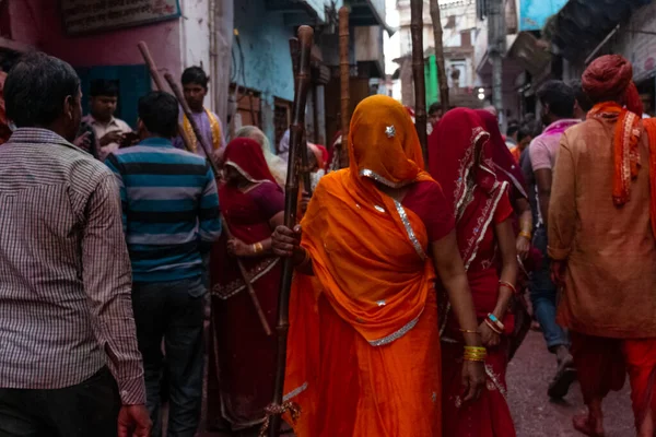 Barsana Uttar Pradesh India March 2020 People Celebrate Traditional Ritualistic — Stock Photo, Image