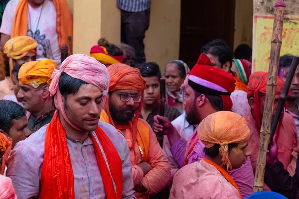 Barsana Uttar Pradesh India March 2020 People Celebrate Traditional Ritual — 图库照片