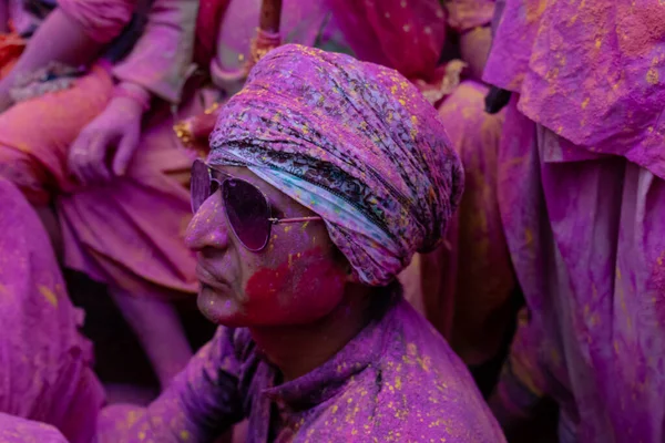 Barsana Uttar Pradesh India March 2020 Люди Святкують Традиційний Ритуальний — стокове фото