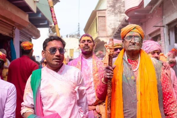 Barsana Uttar Pradesh India Mars 2020 Människor Firar Det Traditionella — Stockfoto