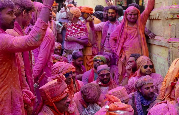 Barsana Uttar Pradesh India Mars 2020 Människor Firar Det Traditionella — Stockfoto