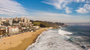 Vina del Mar, Şili 'deki Renaca Sahili' nin havadan görünüşü