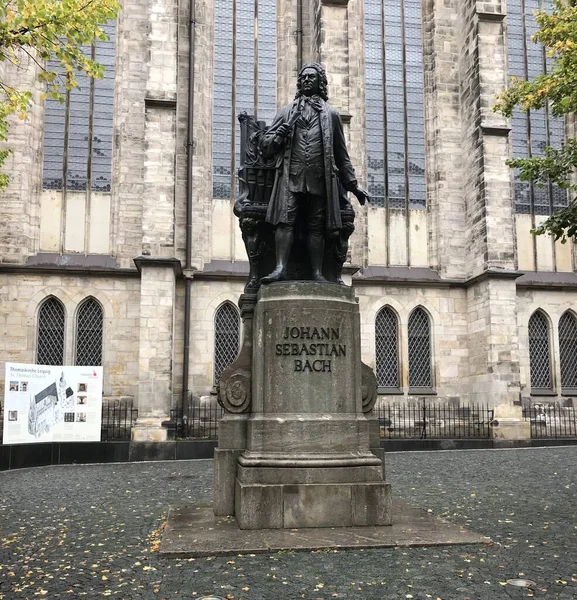 Estátua Johann Sebastian Bach Leipzig Alemanha Imagens Royalty-Free