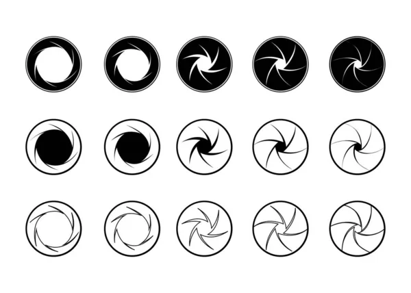 Ensemble d'icônes d'ouverture d'objectif de caméra — Image vectorielle