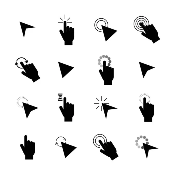 Cursor de mão, clicando no ícone do vetor do ponteiro . —  Vetores de Stock
