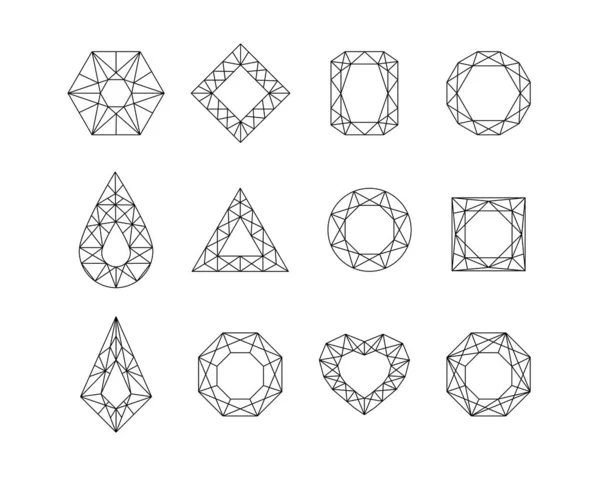 Verzameling juwelen en diamanten. — Stockvector