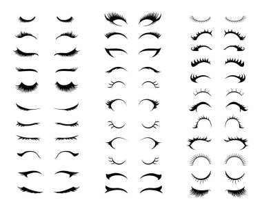 Eyelashes set. Different types of eyelash extensions.  clipart