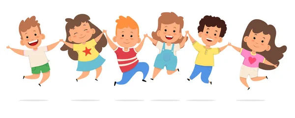 Счастливые дети прыгают — стоковый вектор