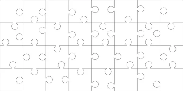 Puzzels raster. Legpuzzel 32 stukjes — Stockvector